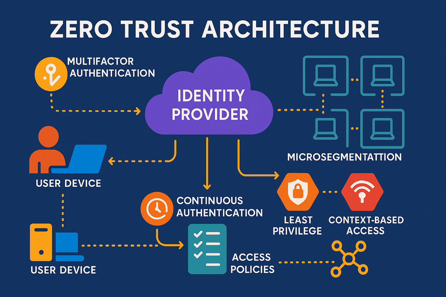 Zero Trust Architecture diagram showing identity-based security controls