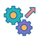 Gears and arrows representing automation development